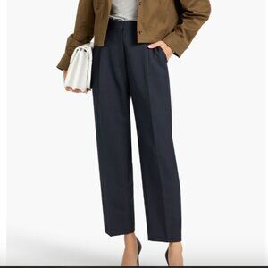 Theory Pleated Wool Tapered Pants (Nocturne Navy, Size 4)